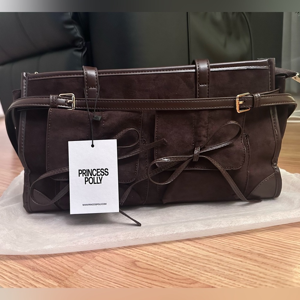 Princess Polly Beaming Bow Detail Shoulder Bag Brown